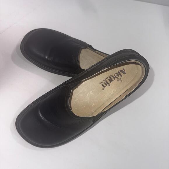 Alegria Deb Black Leather Old Money Classic Slip On Clogs Shoes Size 7-7.5 - Picture 2 of 14